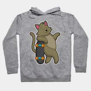 Cat as Skater with Skateboard Hoodie